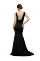 V-Neck Full Length Silky Satin Bridesmaid Dress with Soft Cowl Neck and Sweep Train