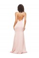 Full Length Ruched Silky Satin Bridesmaid Dress with Low Back and High Split