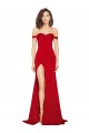 Off the Shoulder Sweetheart Bustier Style Silky Satin Bridesmaid Dress with Side Split