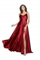 Silky Satin Cowl Neckline Long Bridesmaid Dress with Spaghetti Straps