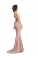 Deep V-Neck Mermaid Low Back Long Spandex Bridesmaid Dress
