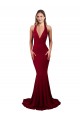 Halter Mermaid Plunge V-Neckline Open Back Bow Tie Spandex Bridesmaid Dress
