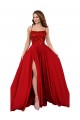 Lace Over Bodice Long Spandex Bridesmaid Dress with Slit