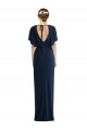 Open Back Short Sleeves Draped Tulip Skirt Maxi Spandex Bridesmaid Dress