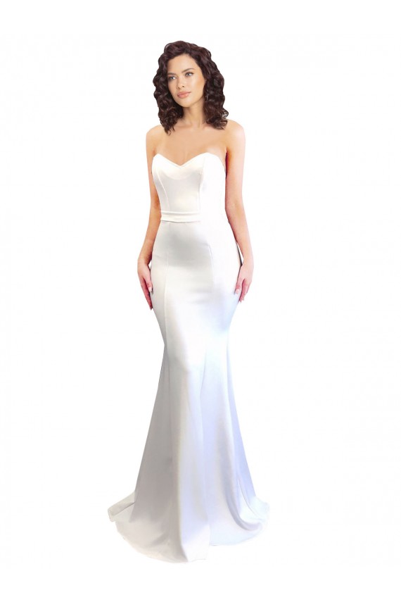 Sweetheart Strapless High Neck Long Crepe Bridesmaid Dress