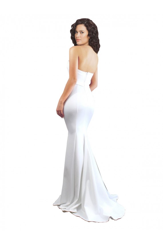Sweetheart Strapless High Neck Long Crepe Bridesmaid Dress