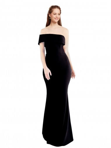 Cheap Asymmetrical Draped Off the Shoulder Banded Crepe Bridesmaid Dress