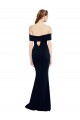 Off the Shoulder Fitted Crepe Bridesmaid Dress with Back Cut Out
