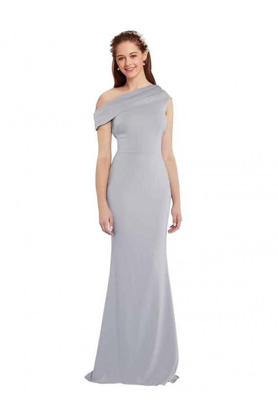 Off the Shoulder Asymmetrical Mermaid Crepe Bridesmaid Dress