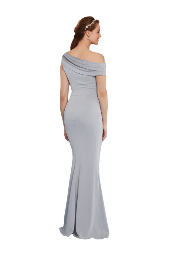 Off the Shoulder Asymmetrical Mermaid Crepe Bridesmaid Dress