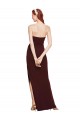 Twisted Strapless Keyhole Long Crepe Bridesmaid Dress with Slit