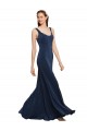 Fit and Flare Long Crepe Bridesmaid Dress with Round Neck