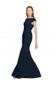 Fit and Flare Long Crepe Bridesmaid Dress with Tie Open Back