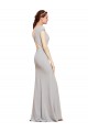 Fit and Flare Long Crepe Bridesmaid Dress with Tie Open Back