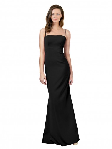 Cheap Fit and Flare Slim Crepe Bridesmaid Dress with Cutout Back