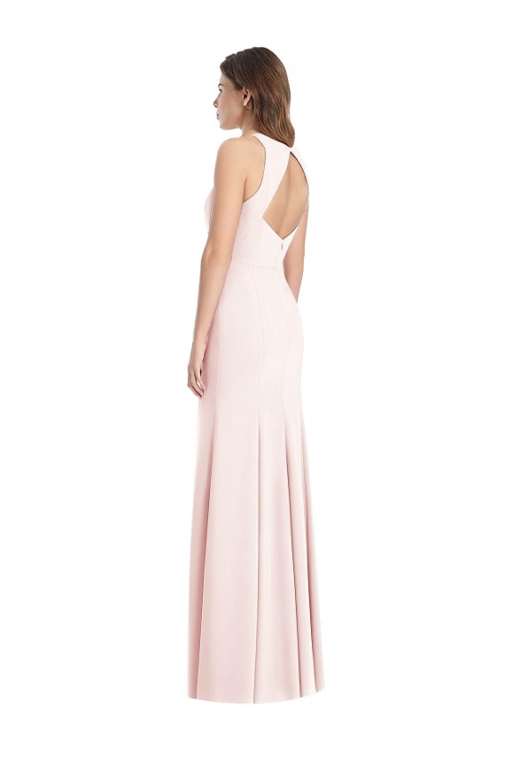Diamond Cutout Back Trumpet Bridesmaid Dress with Front Slit