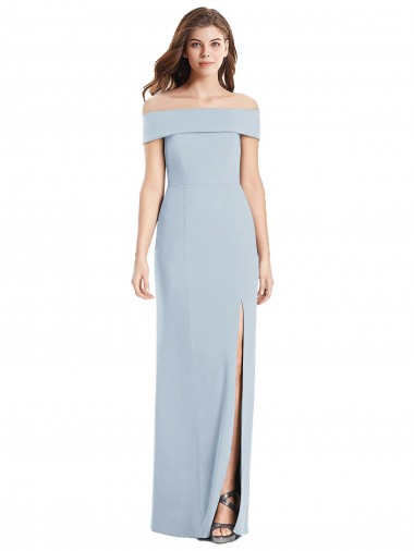 Cheap Cuffed Off the Shoulder Long Trumpet Bridesmaid Dress