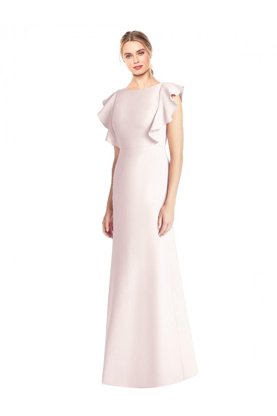 Ruffle Cap Sleeves Open Back Trumpet Bridesmaid Dress