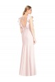 Ruffle Cap Sleeves Open Back Trumpet Bridesmaid Dress