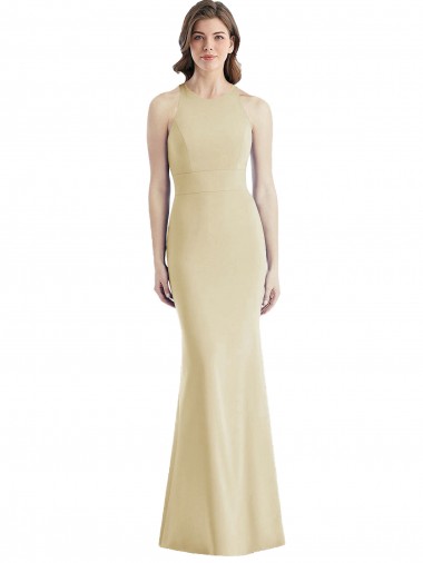 Cheap Criss Cross Twist Cutout Back Trumpet Bridesmaid Dress