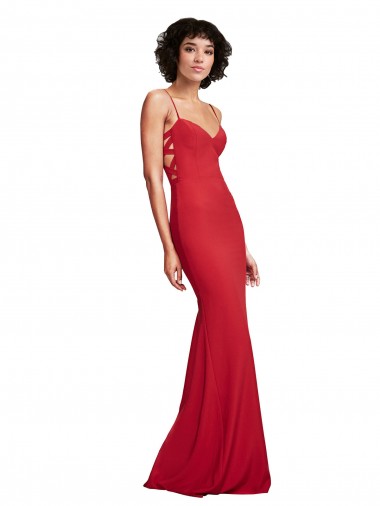 Cheap Spaghetti Strap Slip Neckline Crepe Bridesmaid Dress