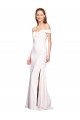 Criss Cross Off the Shoulder Crepe Bridesmaid Dress with Side Slit