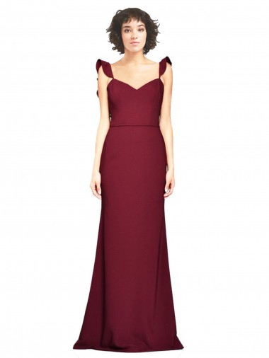 Cheap Crepe Slip Bridesmaid Dress with Ruffled Straps