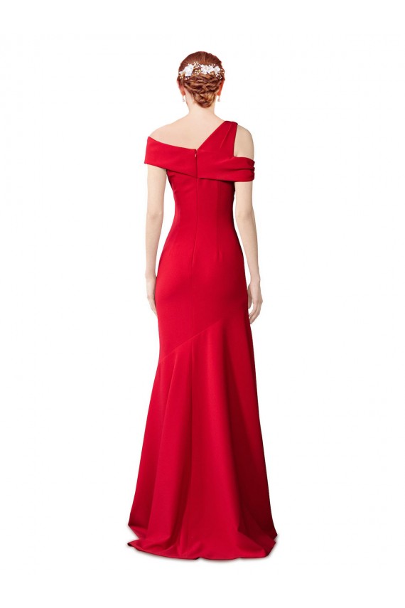 Sleeveless Ruched Crepe Mermaid Bridesmaid Dress with Off The Shoulder Detail