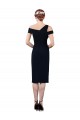 Draped Cross Shoulder Stretch Crepe Cocktail Dress