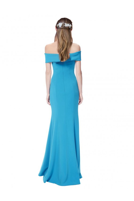 Off the Shoulder Crepe Bridesmaid Dress with Fitted Silhouette
