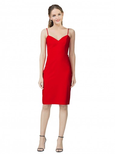Cheap Sleeveless Sheath Sweetheart Neckline Crepe Bridesmaid Dress