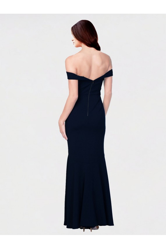 Mermaid Off the Shoulder Long Crepe Bridesmaid Dress with Low Back