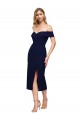Midi Length Short Crepe Bridesmaid Dress with Side Split