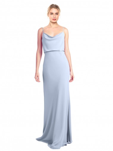Cheap Feminine Cowl Neck Slim Floor Length Stretch Crepe Bridesmaid Dress