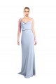Feminine Cowl Neck Slim Floor Length Stretch Crepe Bridesmaid Dress