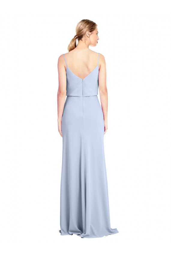 Feminine Cowl Neck Slim Floor Length Stretch Crepe Bridesmaid Dress