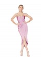 High Neck Spaghetti Straps Short Knee Length Crepe Bridesmaid Dress