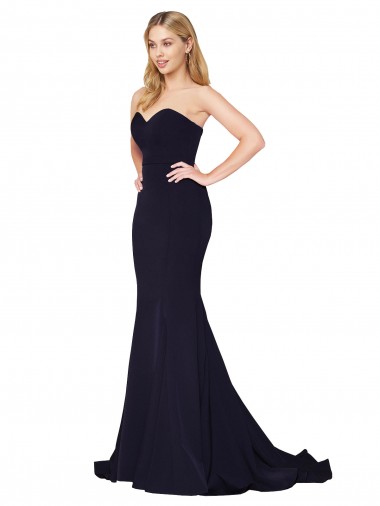 Cheap Sweetheart High Neck Sweep Train Sleeveless Crepe Bridesmaid Dress