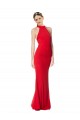 Halter Neck Keyhole Back Sleeveless Crepe Maxi Bridesmaid Dress