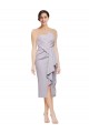 Short Cocktail Length Strapless Crepe Bridesmaid Dress with Ruffles
