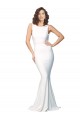 High Neck Low V-Back Long Crepe Bridesmaid Dress