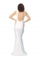 High Neck Low V-Back Long Crepe Bridesmaid Dress
