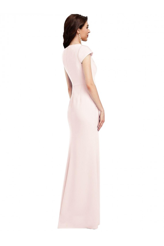 Cap Sleeve A-Line Crepe Bridesmaid Dress with Pockets