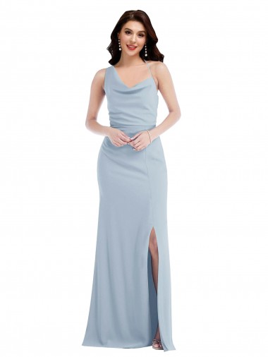 Cheap One Shoulder Draped Cowl Neck Maxi Bridesmaid Dress