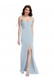Bustier Style Crepe Bridesmaid Dress with Bow Straps
