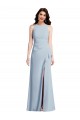 Halter Maxi Bridesmaid Dress with Cascade Ruffle Slit