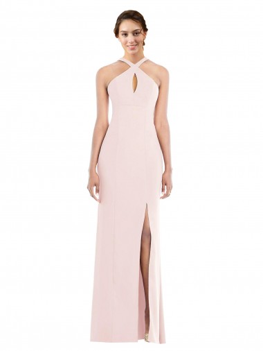 Cheap Criss Cross Halter Princess Line Trumpet Bridesmaid Dress