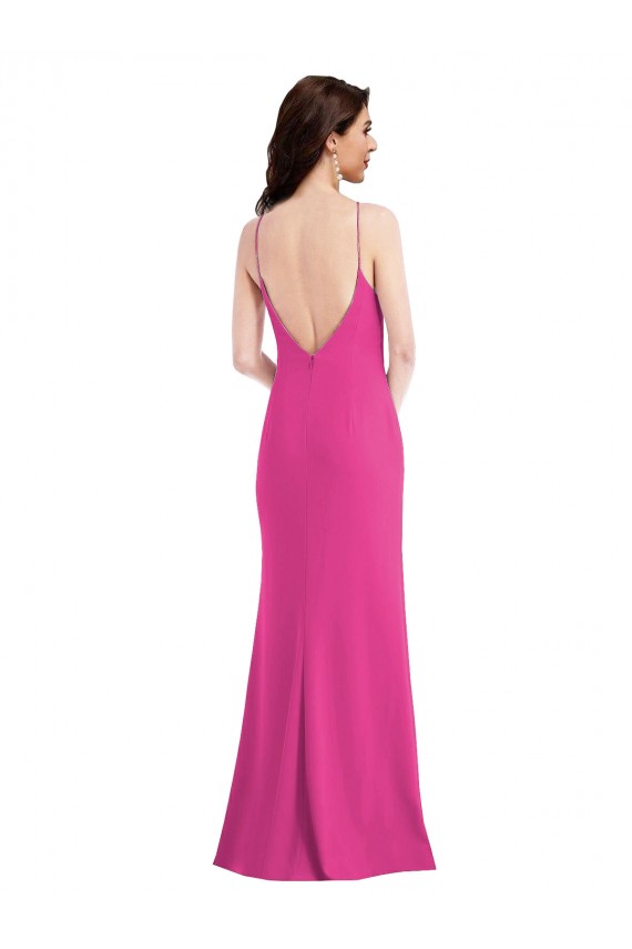 Open Back High Neck Halter Trumpet Bridesmaid Dress