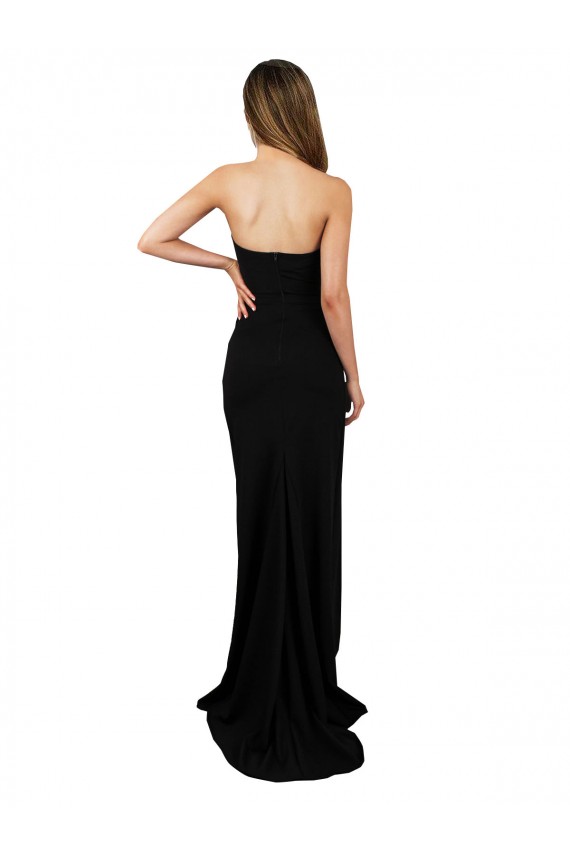 Corset Style Strapless Crepe Bridesmaid Dress with High Split