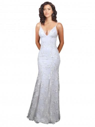 Cheap V-Neckline Backless Floral Patterned Sequin Bridesmaid Dress